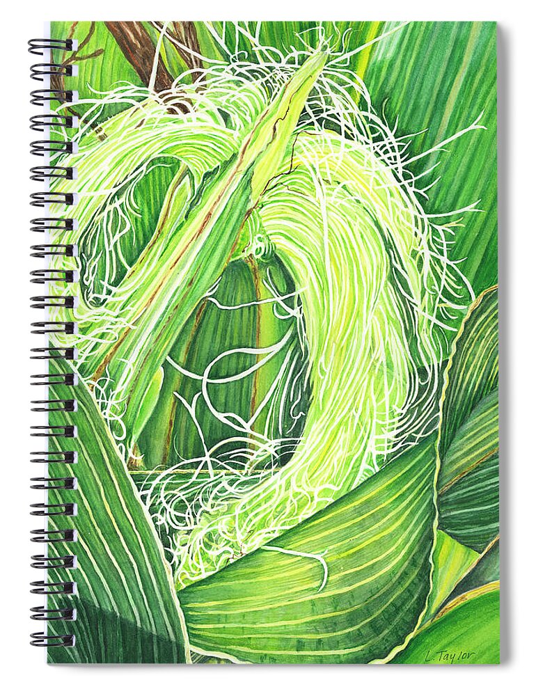 Corn Spiral Notebook featuring the painting Corn Silk by Lori Taylor