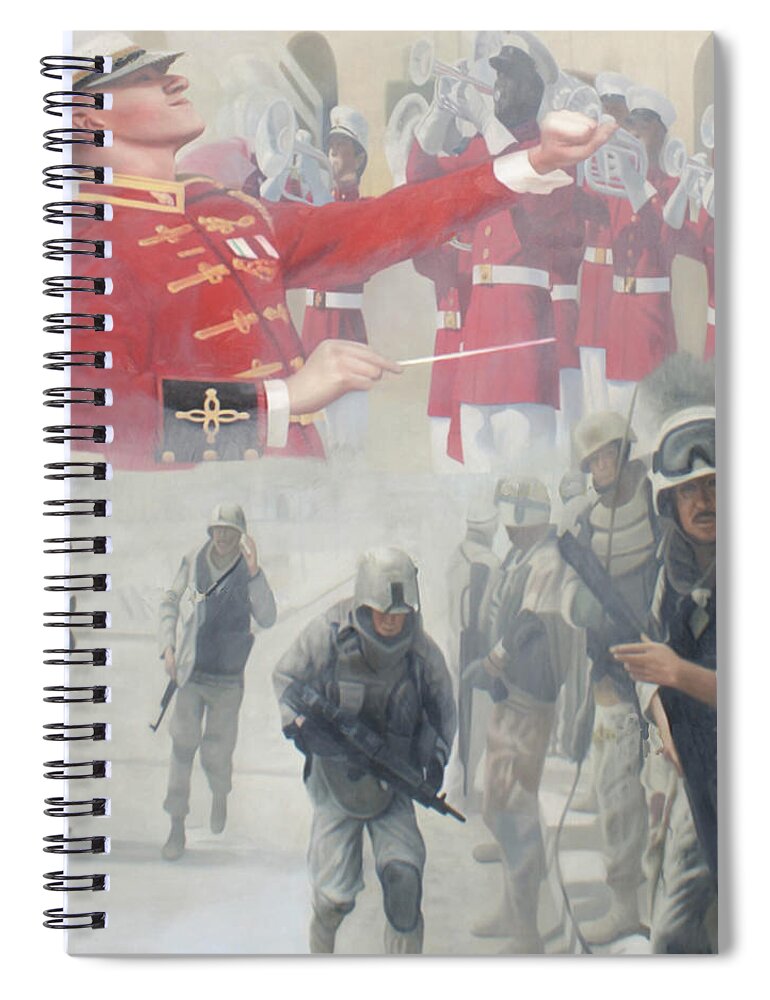 Military Art Spiral Notebook featuring the painting Corpsman Up by Todd Krasovetz
