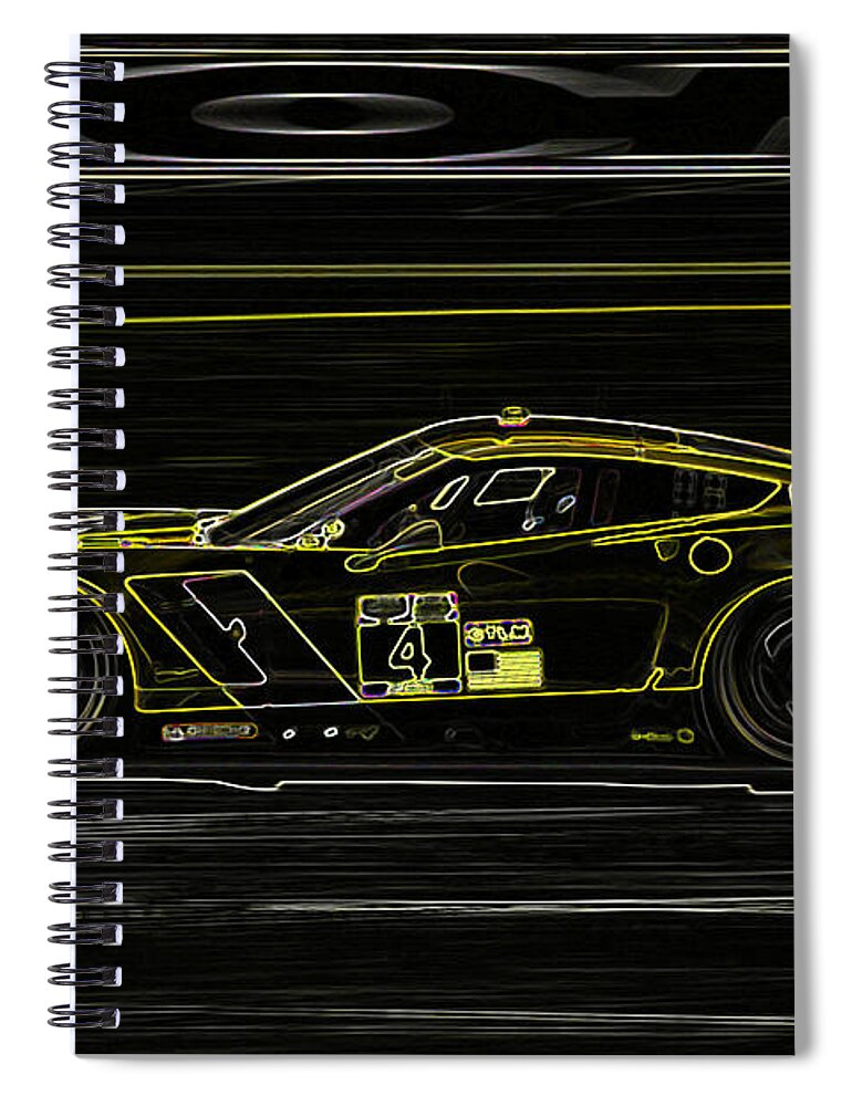 Corvette Spiral Notebook featuring the digital art Corvette C7R art by Darrell Foster
