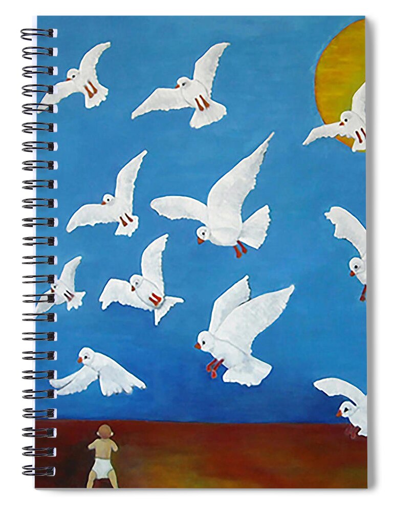 Birds Spiral Notebook featuring the painting Cory by Gabby Tary