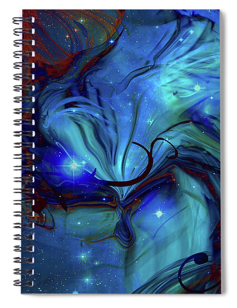 Cosmic Blue Spiral Notebook featuring the digital art Cosmic Blue by Linda Sannuti