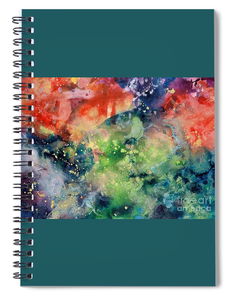Abstract Spiral Notebook featuring the painting Cosmic Clouds by Lucy Arnold
