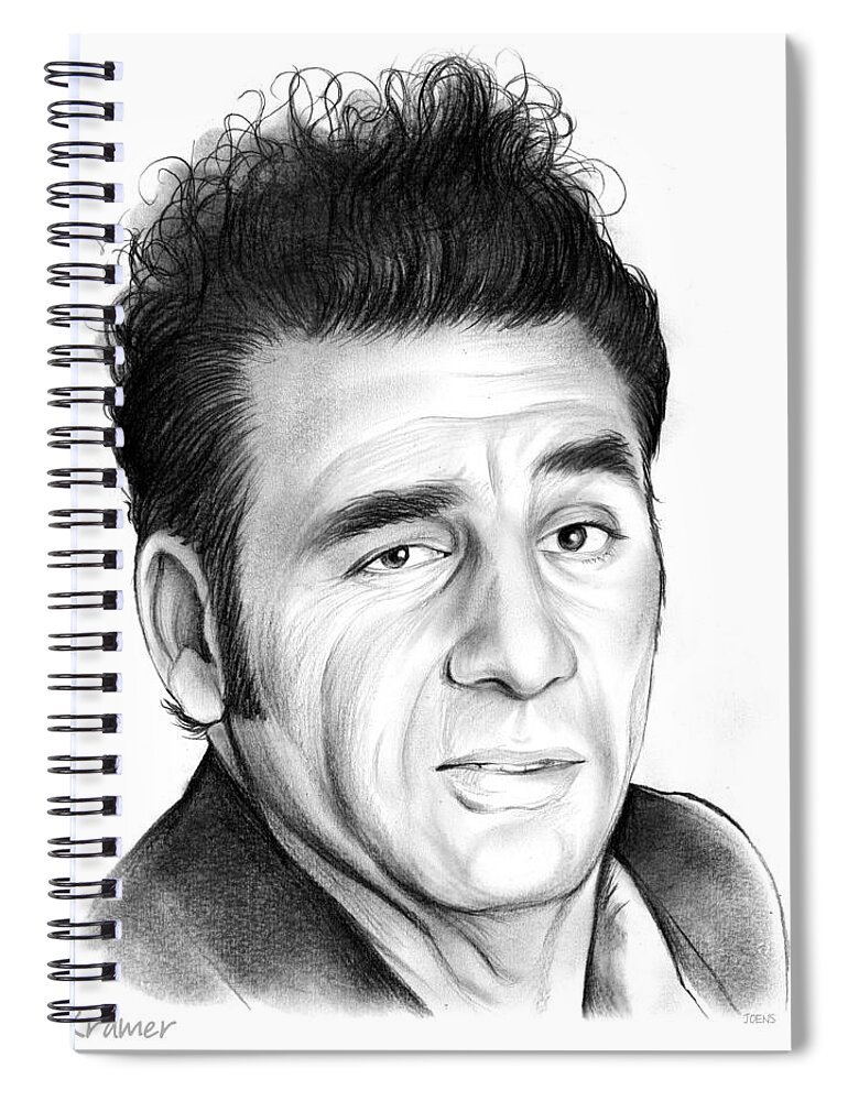 Michael Richards Spiral Notebook featuring the drawing Cosmo Kramer by Greg Joens