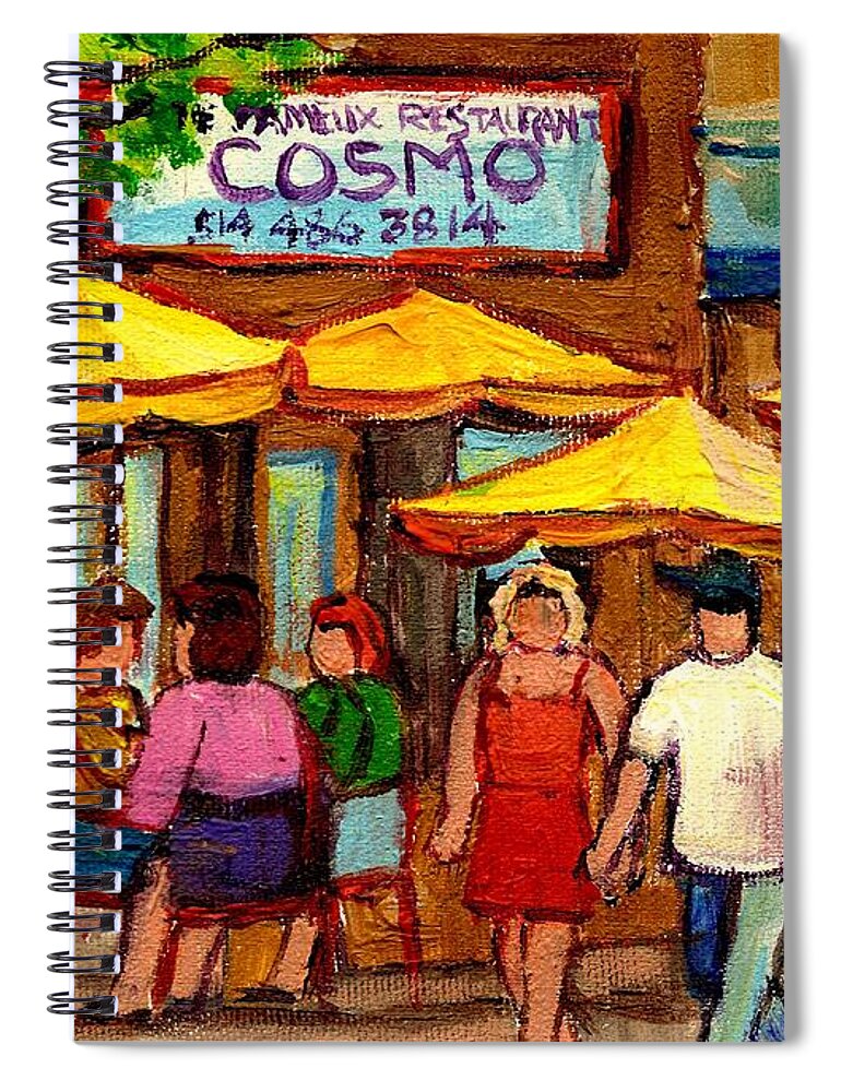 Cosmos Restaurant Spiral Notebook featuring the painting Cosmos Fameux Restaurant On Sherbrooke by Carole Spandau