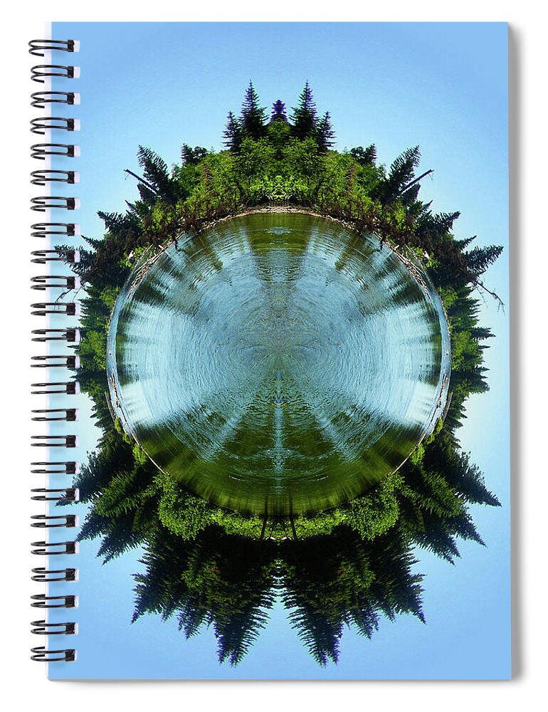 Blue Spiral Notebook featuring the photograph Cottonwood Creek Mirrored Stereographic Projection by K Bradley Washburn