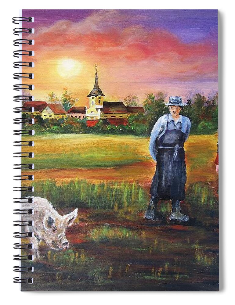 Landscape Spiral Notebook featuring the painting Country life by Vesna Martinjak