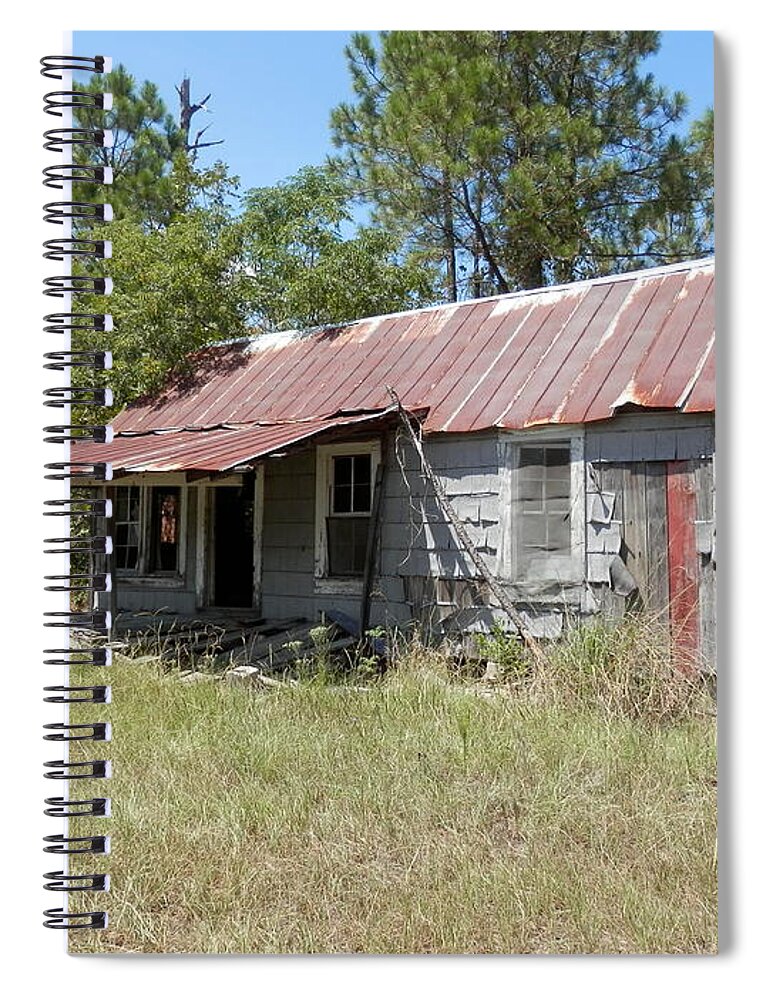 #dilapidated #country Home In Need Of #demolition Spiral Notebook featuring the photograph Country Living Gone To The Dawgs by Belinda Lee