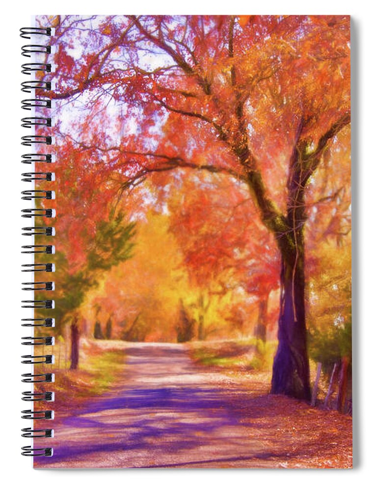 Fall Landscape Spiral Notebook featuring the photograph Country Road - Fall Landscape by Barry Jones