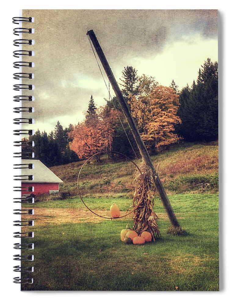 Red Barn Spiral Notebook featuring the photograph Country Scene in Autumn by Joann Vitali