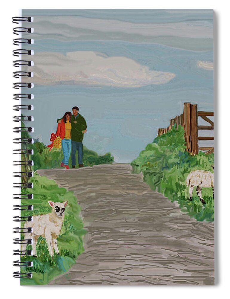Ireland Spiral Notebook featuring the digital art Countryside Stroll in Ireland by Jeannie Allerton