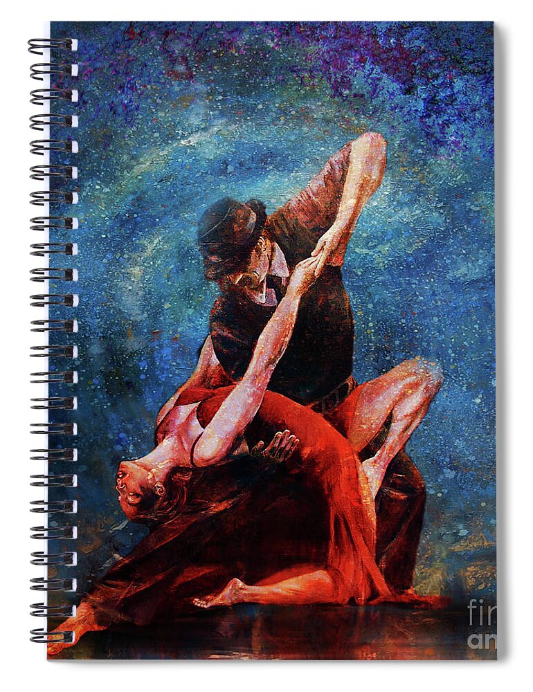 Tango Spiral Notebook featuring the painting Couple Tango Dance 8885 by Gull G