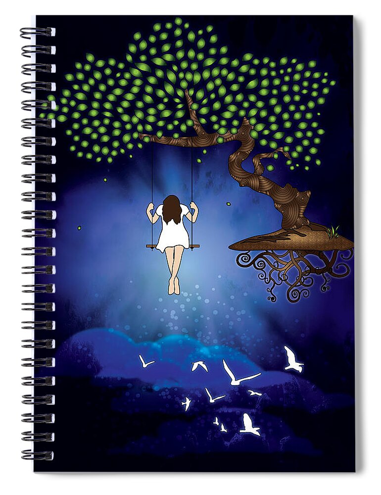 Abstract Spiral Notebook featuring the digital art Dreamscape by Serena King