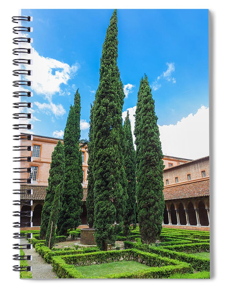 Arches Spiral Notebook featuring the photograph Courtyard insde Eglise des Jacobins or Church of the Jacobins by Semmick Photo