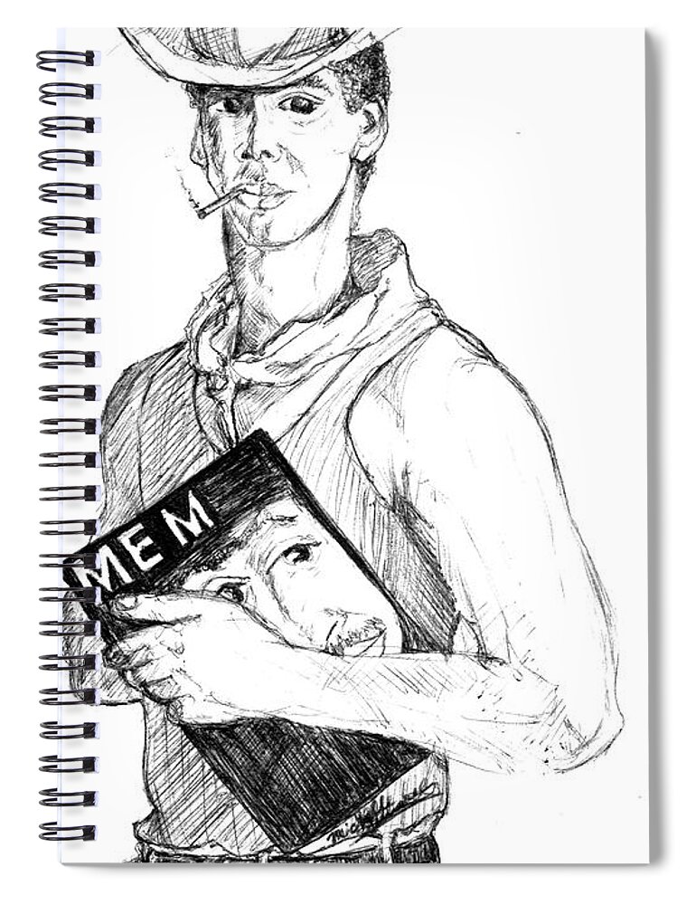 Man Spiral Notebook featuring the drawing Cowboy by Michelle Gilmore