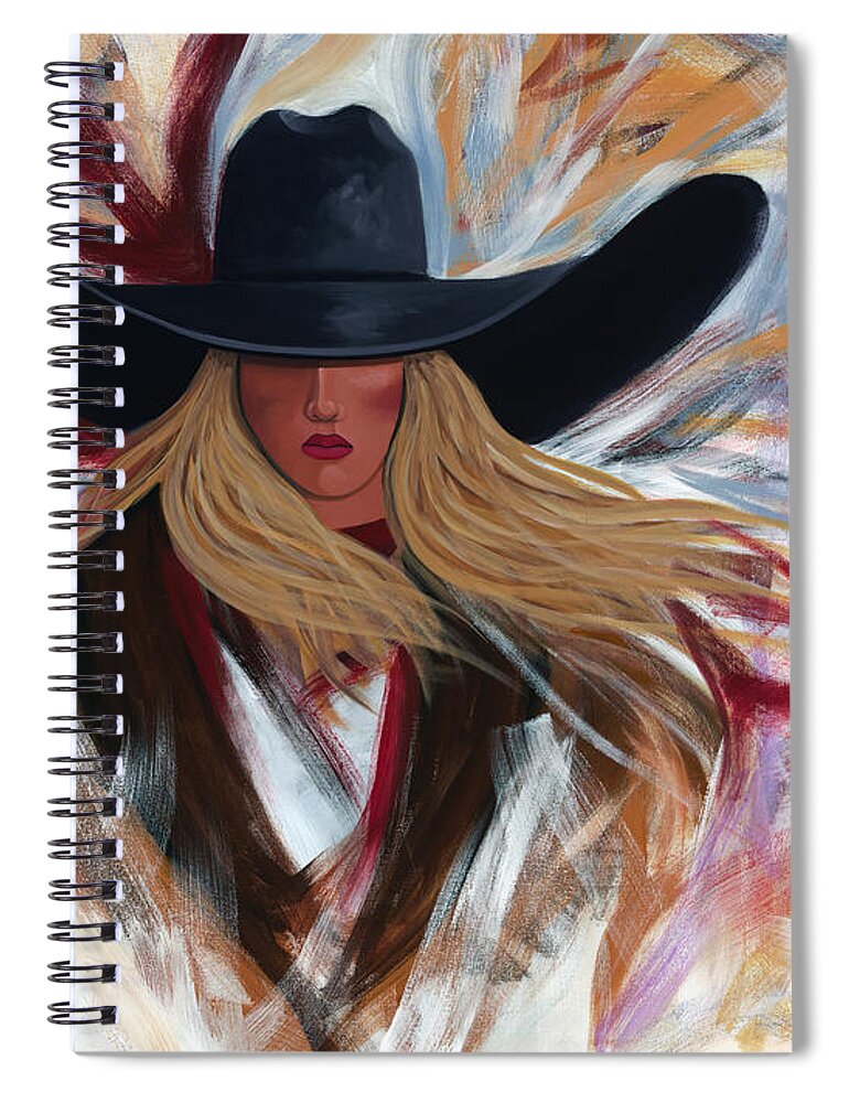 Colorful Cowboy Painting. Spiral Notebook featuring the painting Cowgirl Colors by Lance Headlee