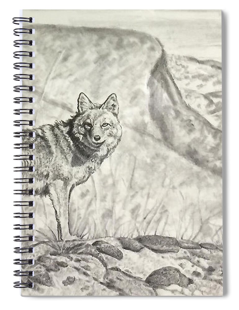 Art Spiral Notebook featuring the drawing Coyote by Bern Miller