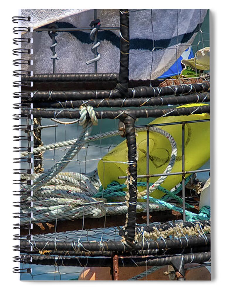 Basket Spiral Notebook featuring the photograph Crab pots waiting for low tide by Debra Baldwin