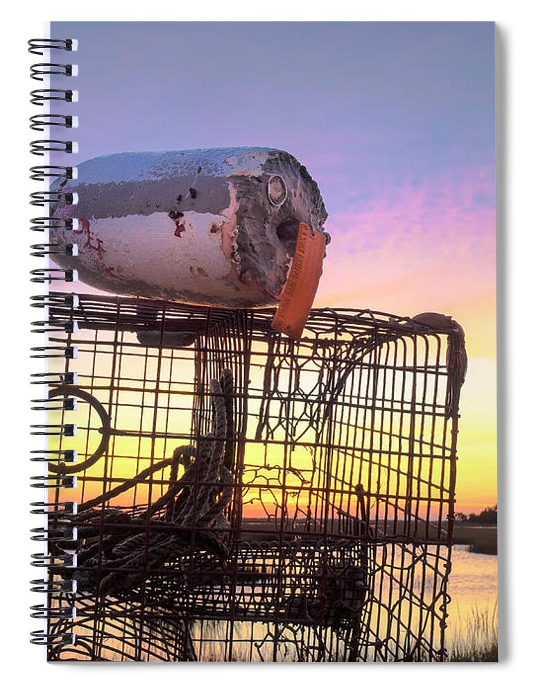 Beautiful Spiral Notebook featuring the photograph Crab Trapped - Sunrise Sunset Photo Art by Jo Ann Tomaselli