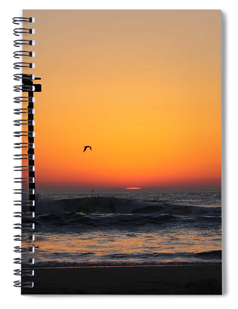 Sun Spiral Notebook featuring the photograph Crack of Dawn at the Pier by Robert Banach