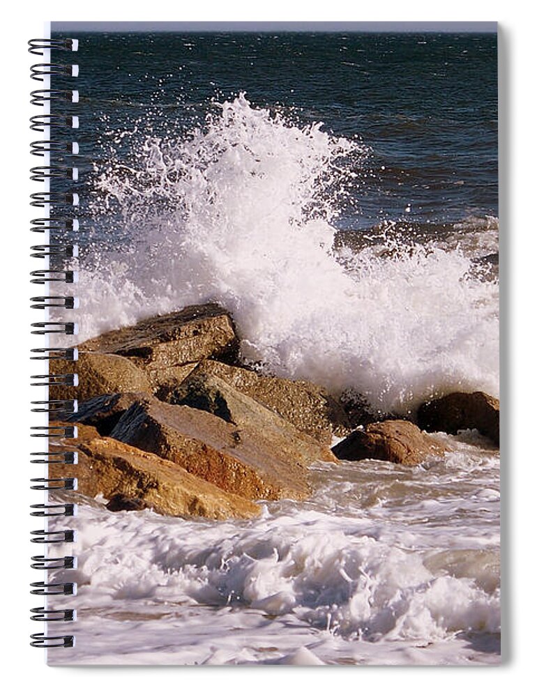 Seascape Spiral Notebook featuring the photograph Crashing Surf by Eunice Miller