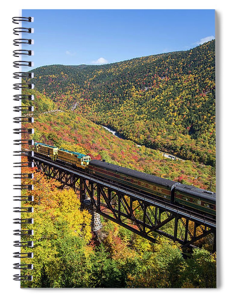 Crawford Spiral Notebook featuring the photograph Crawford Autumn Train Trestle by Chris Whiton