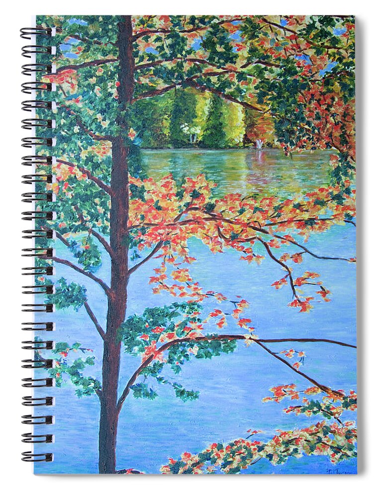 Lake Spiral Notebook featuring the painting Crawford Lake ON by Milly Tseng