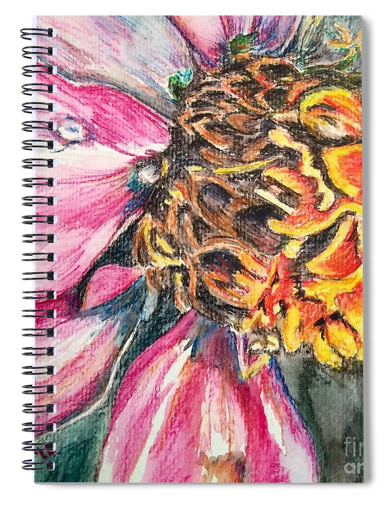 Macro Spiral Notebook featuring the drawing Crazy Top by Vonda Lawson-Rosa