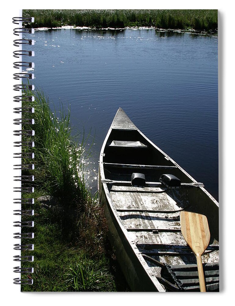Canoe Spiral Notebook featuring the photograph Creekside Canoe by Jeff Floyd CA