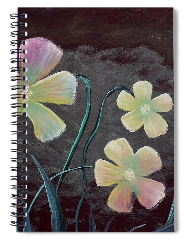 Fine Art Spiral Notebook featuring the painting Crimson Flower by Stephen Daddona