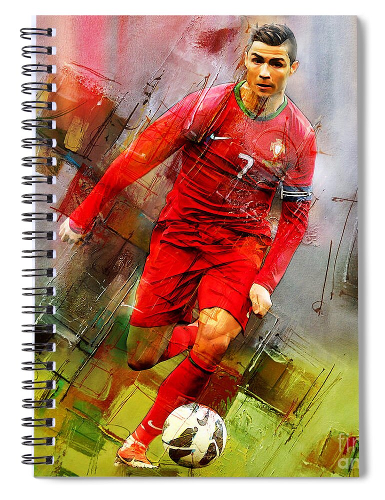 Cristiano Ronaldo Spiral Notebook featuring the painting Cristiano Ronaldo by Gull G