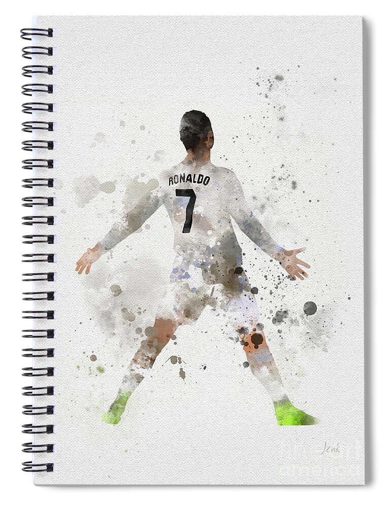 Cristiano Ronaldo Spiral Notebook featuring the mixed media Cristiano Ronaldo by My Inspiration