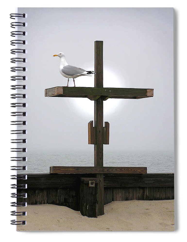 Cross Spiral Notebook featuring the photograph Cross at West Dennis Beach by Charles Harden