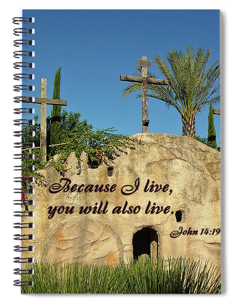 Easter Spiral Notebook featuring the photograph Crosses and Resurrection by Jill Lang