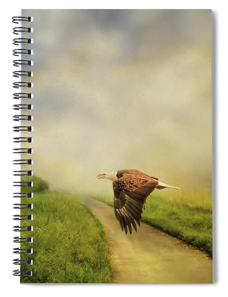 Jai Johnson Spiral Notebook featuring the photograph Crossing Over Bald Eagle Art by Jai Johnson by Jai Johnson