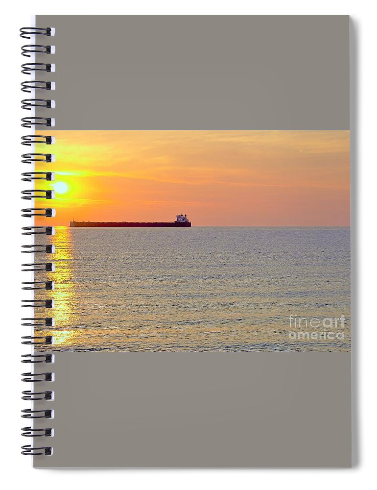 Freighter Spiral Notebook featuring the photograph Crossing the line by Merle Grenz