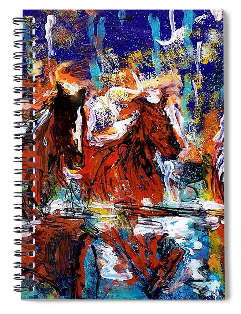 Abstract Colorful Painting Spiral Notebook featuring the painting Crossing water by Lidija Ivanek - SiLa