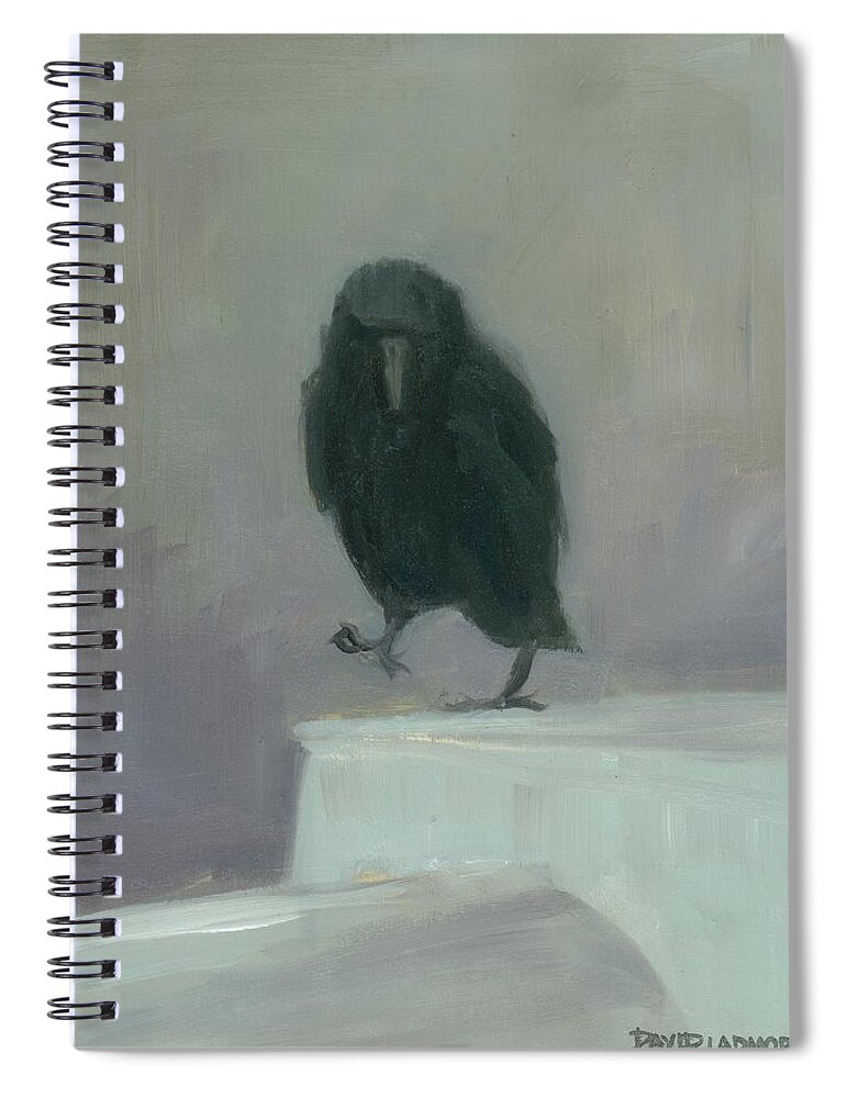 Bird Spiral Notebook featuring the painting Crow 16 by David Ladmore