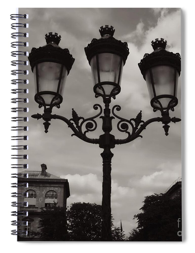 Candelabra Spiral Notebook featuring the photograph Crowned Luminaires in Paris by Carol Groenen