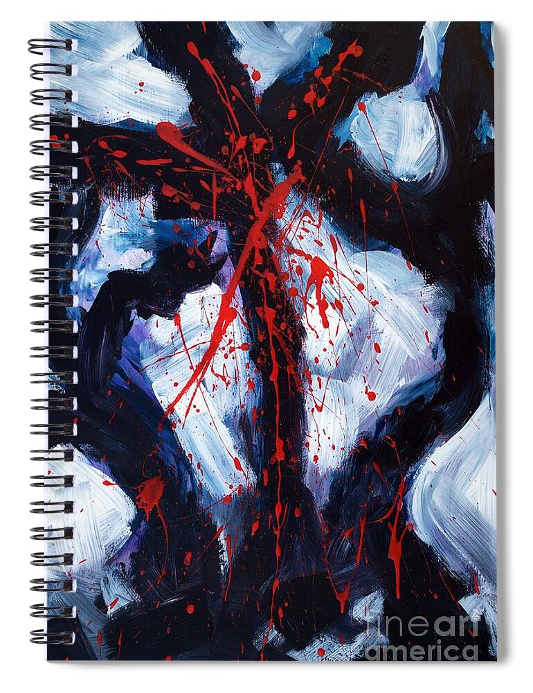 Jesus Christ Spiral Notebook featuring the painting Crucified by Lidija Ivanek - SiLa