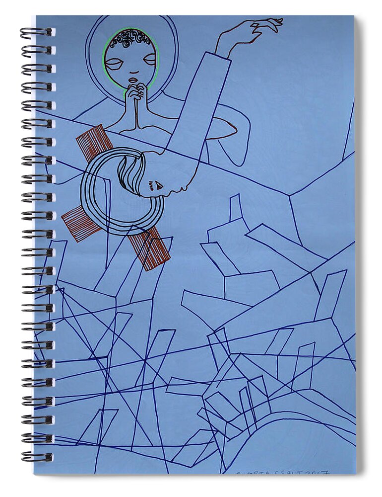 Jesus Spiral Notebook featuring the painting Crucifixion of Christ by Gloria Ssali