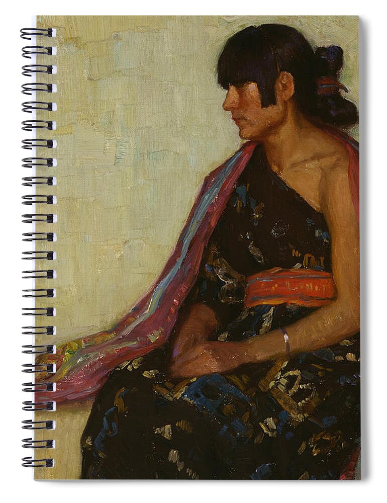 19th Century Art Spiral Notebook featuring the painting Crucita - Old Hopi Dress by Joseph Henry Sharp