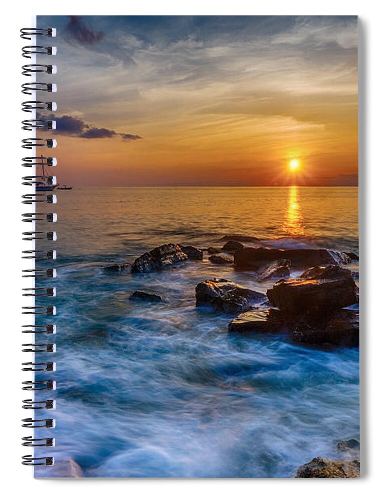 Ocean Spiral Notebook featuring the photograph Cruise at Sunset by Amanda Jones