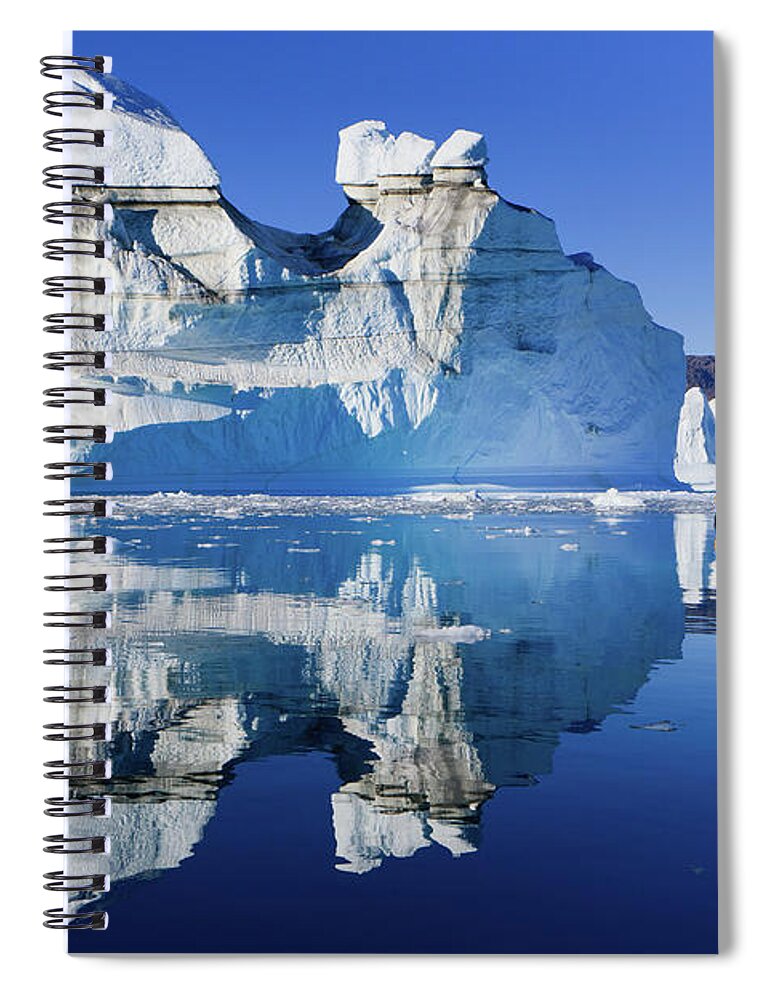 Cruising Spiral Notebook featuring the photograph Cruising between the icebergs, Greenland by Henk Meijer Photography