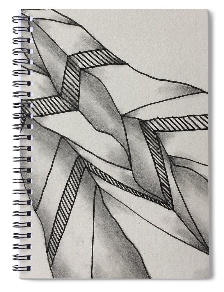 Zentangle Spiral Notebook featuring the drawing Crumpled by Jan Steinle