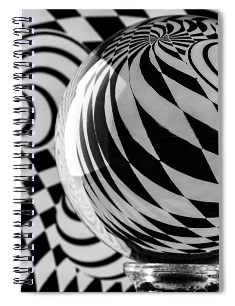 Crystal Ball Spiral Notebook featuring the photograph Crystal Ball Op Art 5 by Steve Purnell