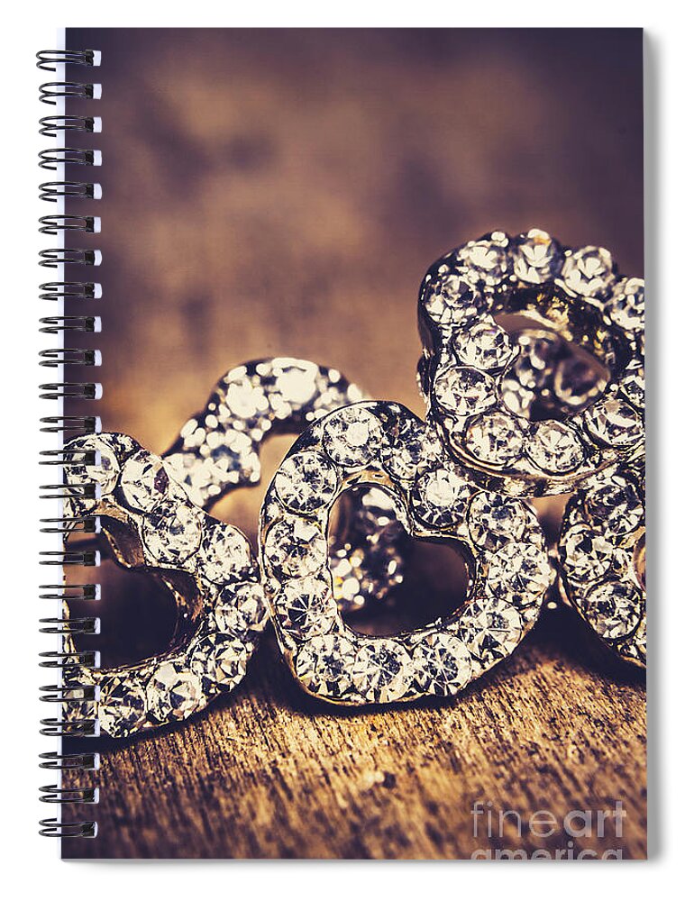 Jewelry Spiral Notebook featuring the photograph Crystal heart earrings by Jorgo Photography