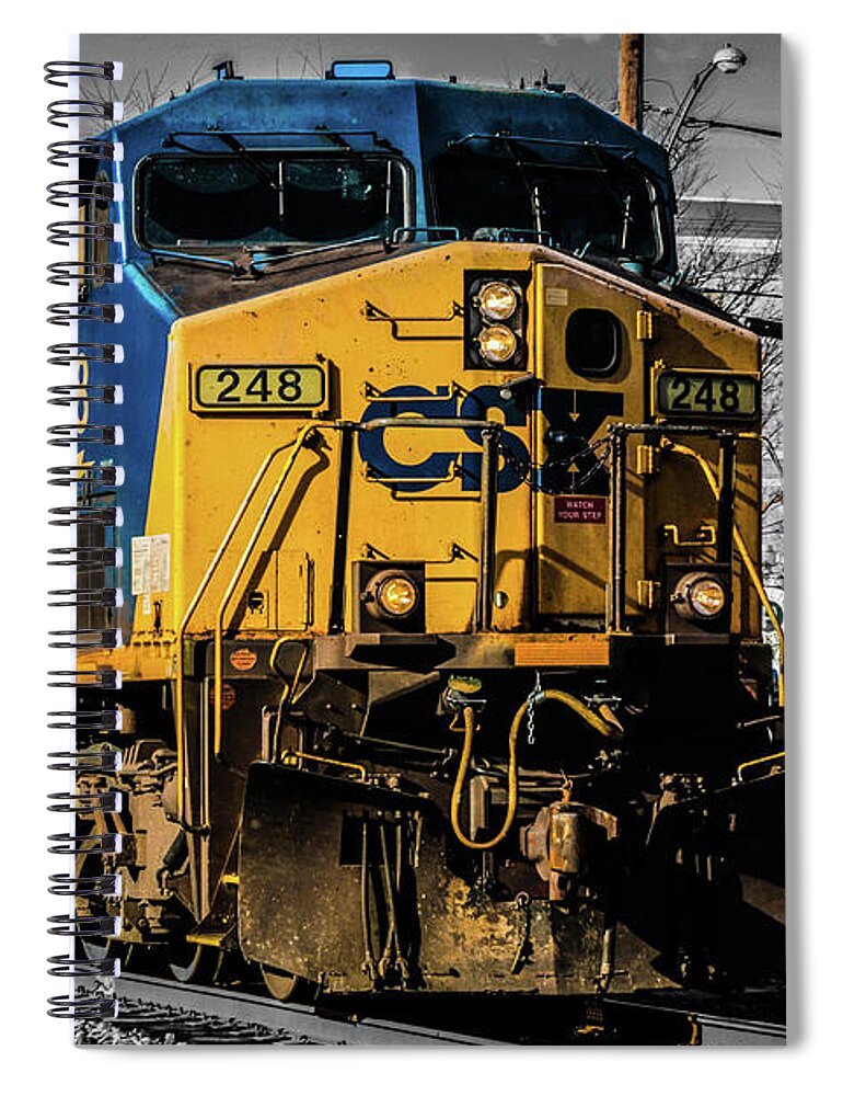 Gaithersburg Spiral Notebook featuring the photograph CSX Engine Gaithersburg MD by Thomas Marchessault