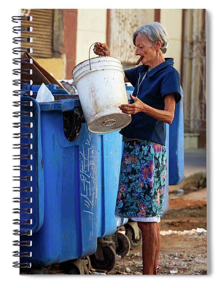 Havana Spiral Notebook featuring the photograph Cuban Woman With Cigar by Joan Carroll