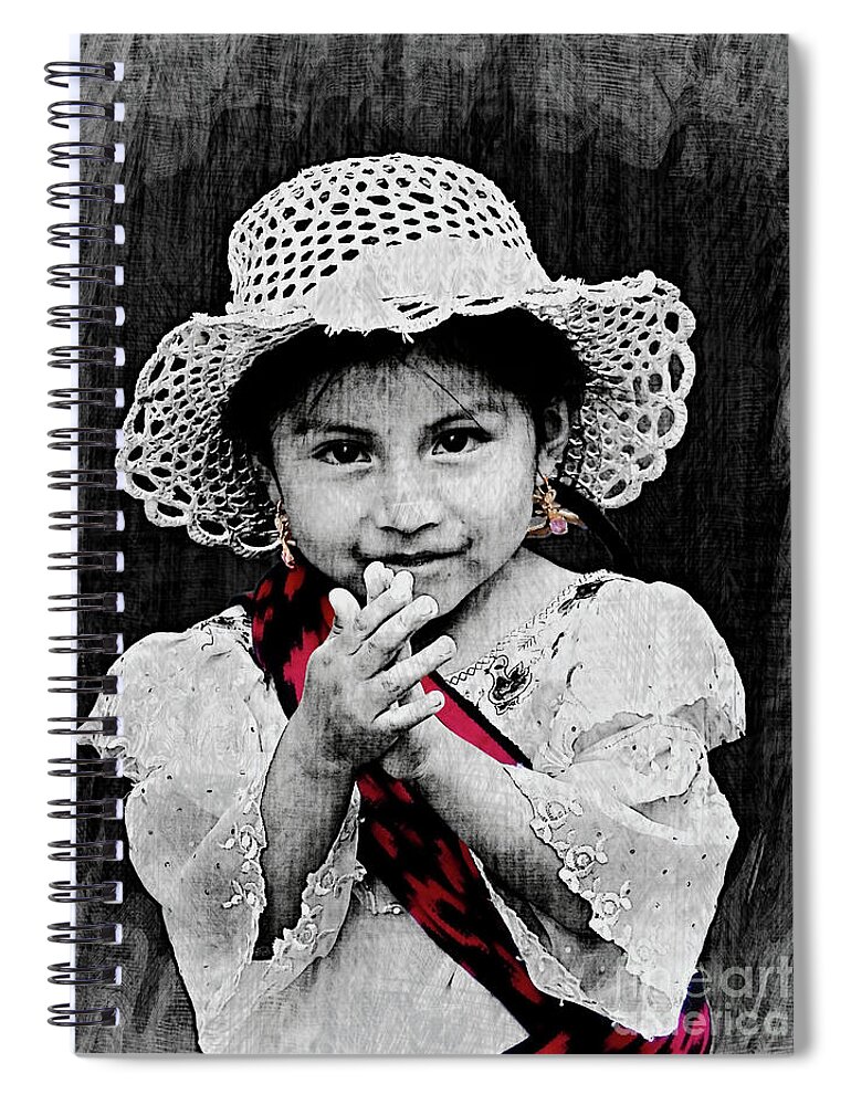 Girl Spiral Notebook featuring the photograph Cuenca Kids 1058 by Al Bourassa