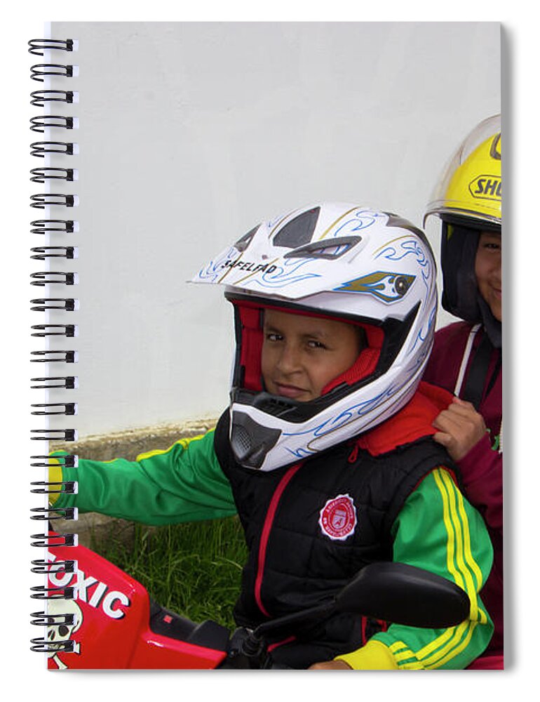 Sponsor Spiral Notebook featuring the photograph Cuenca Kids 889 by Al Bourassa